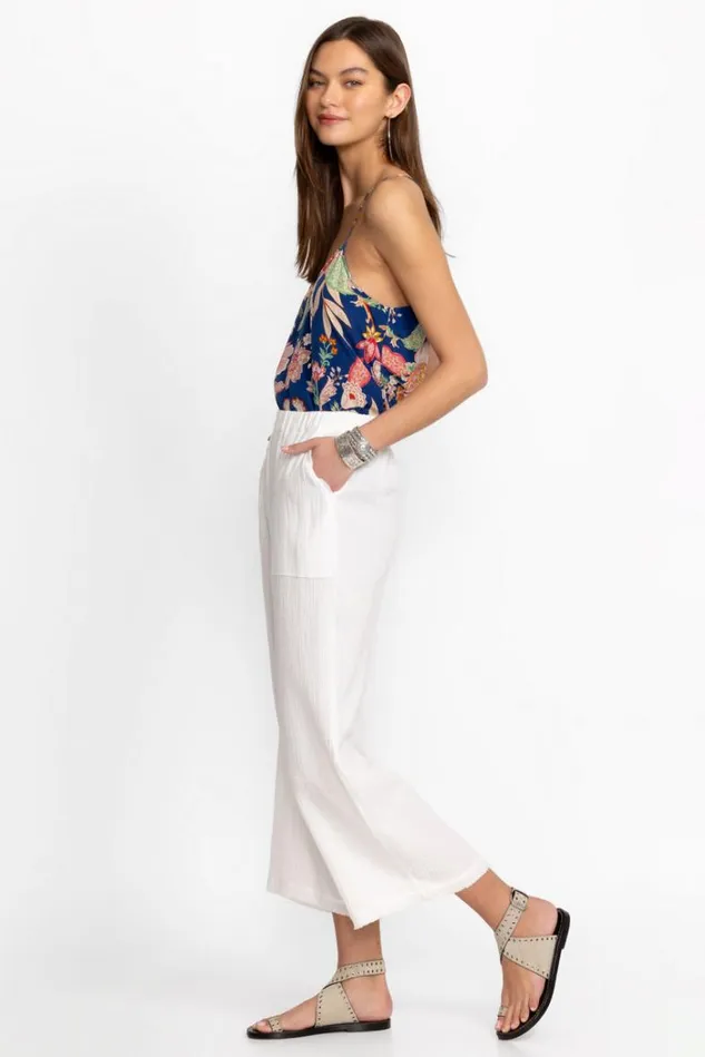 Women PULL ON WIDE LEG PANT WITH RAW EDGE Natural Johnny Was Bottoms Women PULL ON WIDE LEG PANT WITH RAW EDGE Natural Johnny Was Bottoms