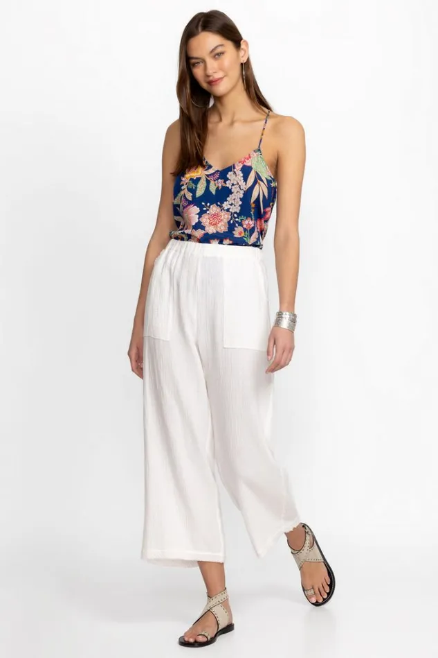 Women PULL ON WIDE LEG PANT WITH RAW EDGE Natural Johnny Was Bottoms Women PULL ON WIDE LEG PANT WITH RAW EDGE Natural Johnny Was Bottoms