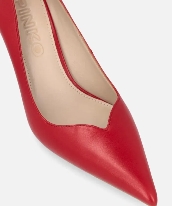 Women Pumps Pinko Pointedtoe Nappa Leather Shoes With Heel Red Women Pumps Pinko Pointedtoe Nappa Leather Shoes With Heel Red