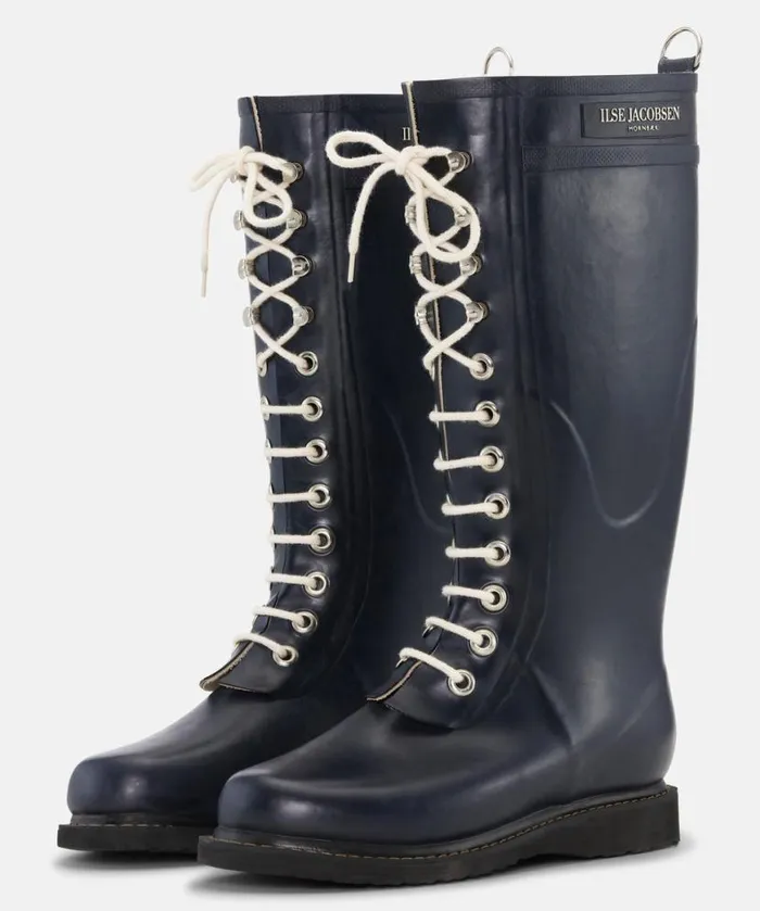 Women Rainboots Long Ilse Jacobsen Long Rubber Boots 8211 Dark Indigo