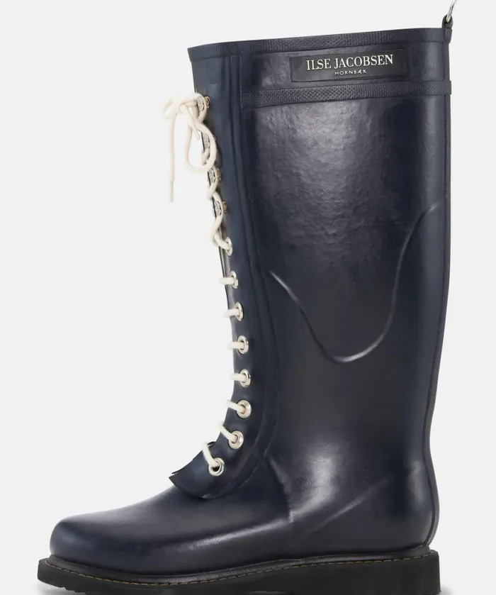 Women Rainboots Long Ilse Jacobsen Long Rubber Boots 8211 Dark Indigo