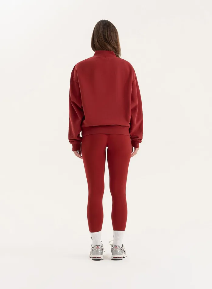Women Red Branded Half Zip Cropped Sweatshirt Gilly 4th and Reckless Hoodies and Sweatshirts