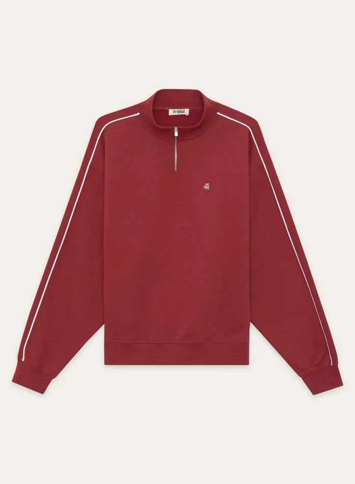 Women Red Branded Half Zip Cropped Sweatshirt Gilly 4th and Reckless Hoodies and Sweatshirts