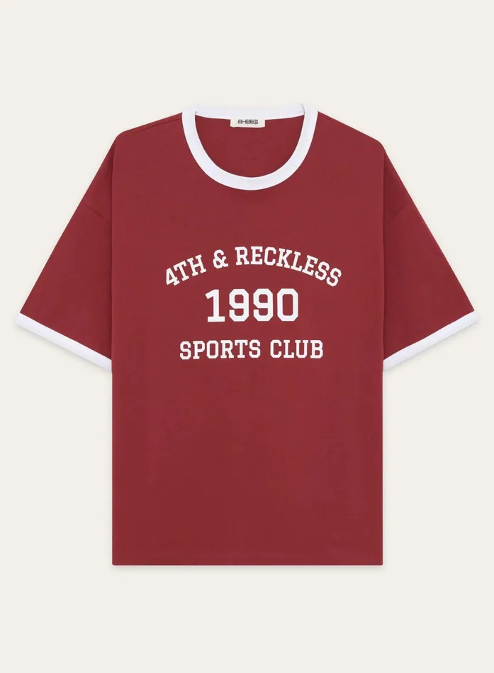 Women Red Contrast Trim Slogan TShirt Kayleigh 4th and Reckless Tops