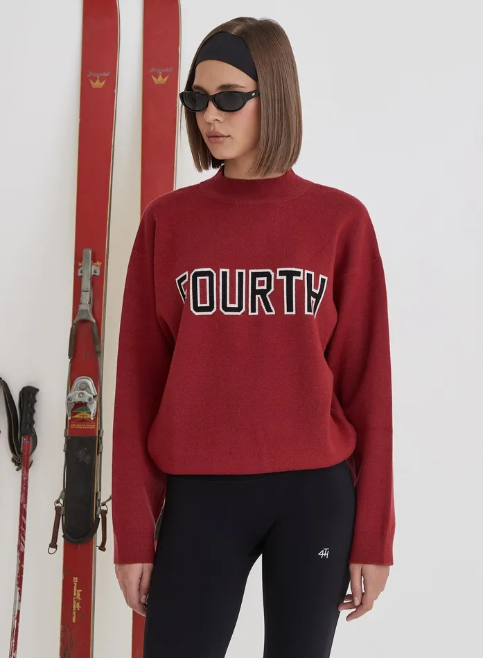 Women Red Fourth Branded Knitted Oversized Jumper Lidia 4th and Reckless Athleisure Women Red Fourth Branded Knitted Oversized Jumper Lidia 4th and Reckless Athleisure