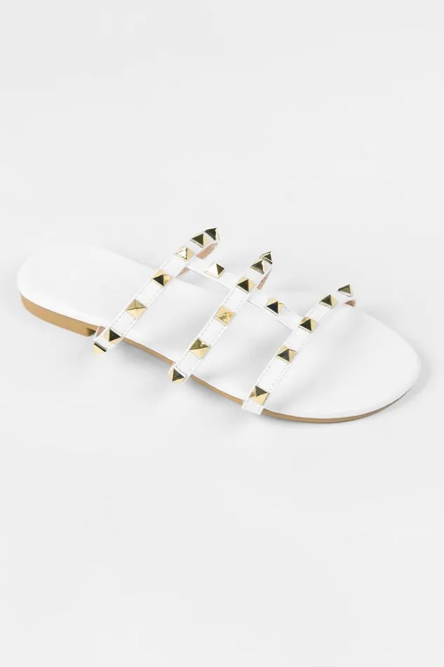 Women Sandals Cupshe Amaretto White Flat Open Toe Sandals White