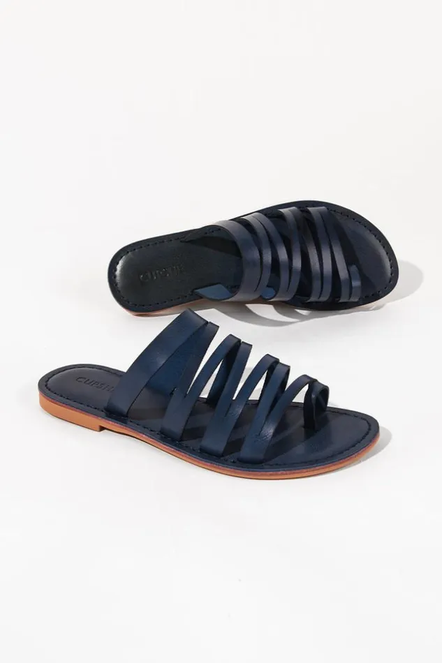 Women Sandals Cupshe Cossies Beach Black Open Toe Sandals Navy