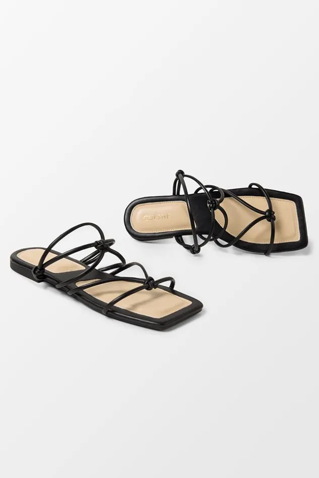 Women Sandals Cupshe Flirt Black Square Toe Doublestrap Sandals Black