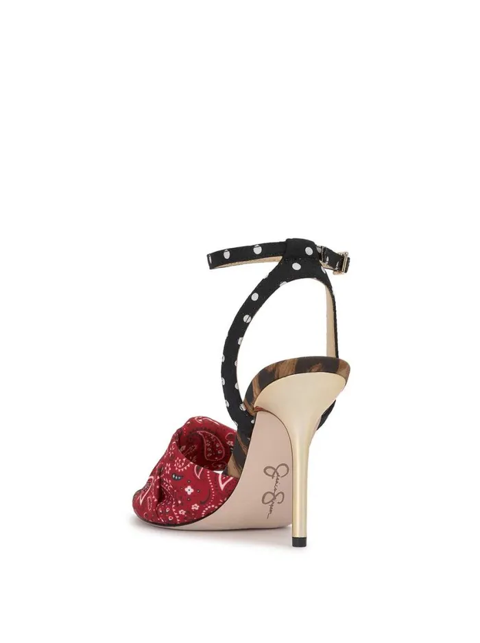 Women Sandals Jessica Simpson Neveny High Heel In Red Bandana