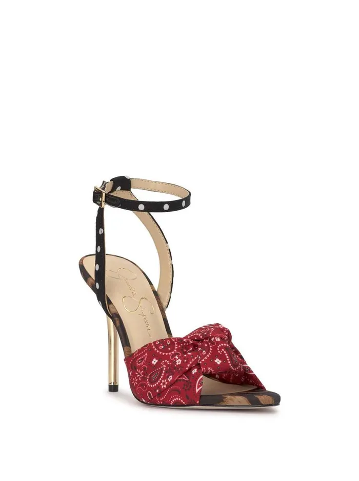 Women Sandals Jessica Simpson Neveny High Heel In Red Bandana