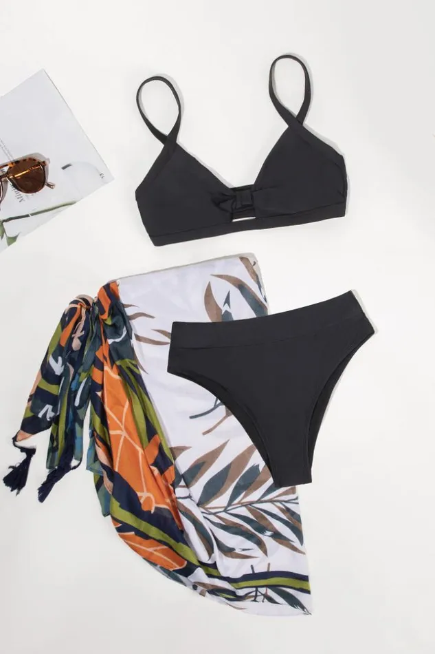 Women Sarong and Skirts Cupshe Knot Front 3 Piece Swimsuit Sarong Set Multicolor Women Sarong and Skirts Cupshe Knot Front 3 Piece Swimsuit Sarong Set Multicolor