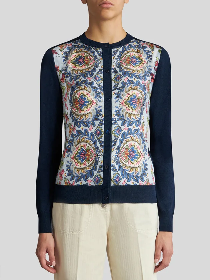 Women Scarf Print Cardigan Etro Knitwear