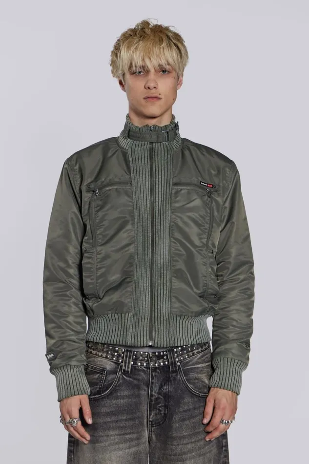 Women Schott Khaki MA1 Bomber Jacket Jaded London Outerwear