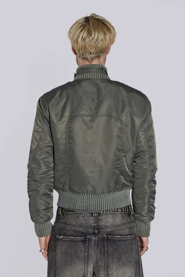Women Schott Khaki MA1 Bomber Jacket Jaded London Outerwear