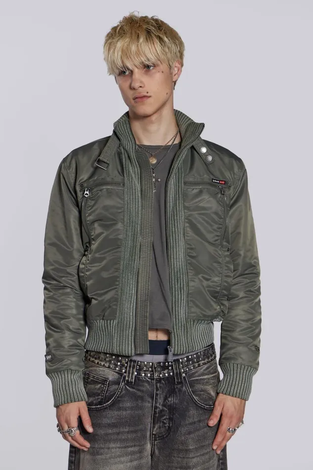 Women Schott Khaki MA1 Bomber Jacket Jaded London Outerwear