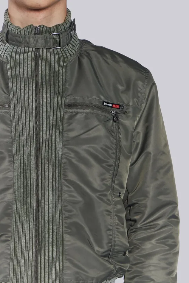 Women Schott Khaki MA1 Bomber Jacket Jaded London Outerwear