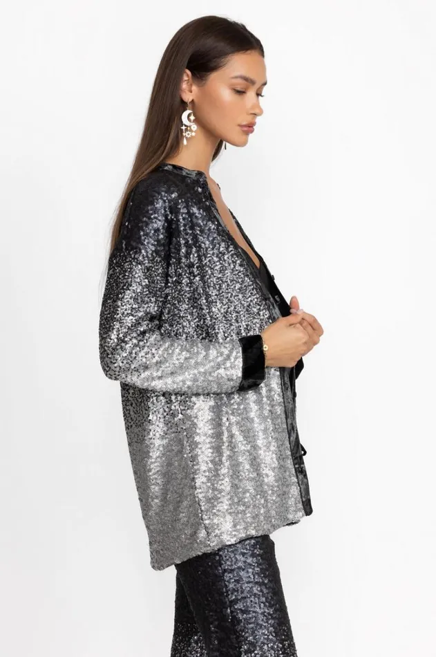 Women Sequin Black Button Up Black Johnny Was Tops Women Sequin Black Button Up Black Johnny Was Tops