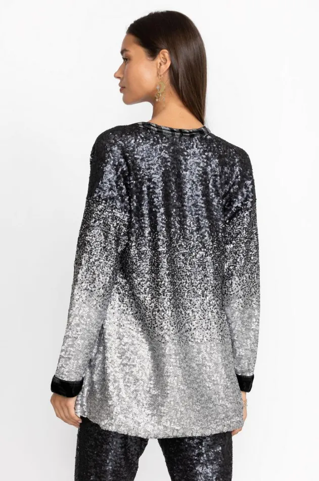 Women Sequin Black Button Up Black Johnny Was Tops Women Sequin Black Button Up Black Johnny Was Tops