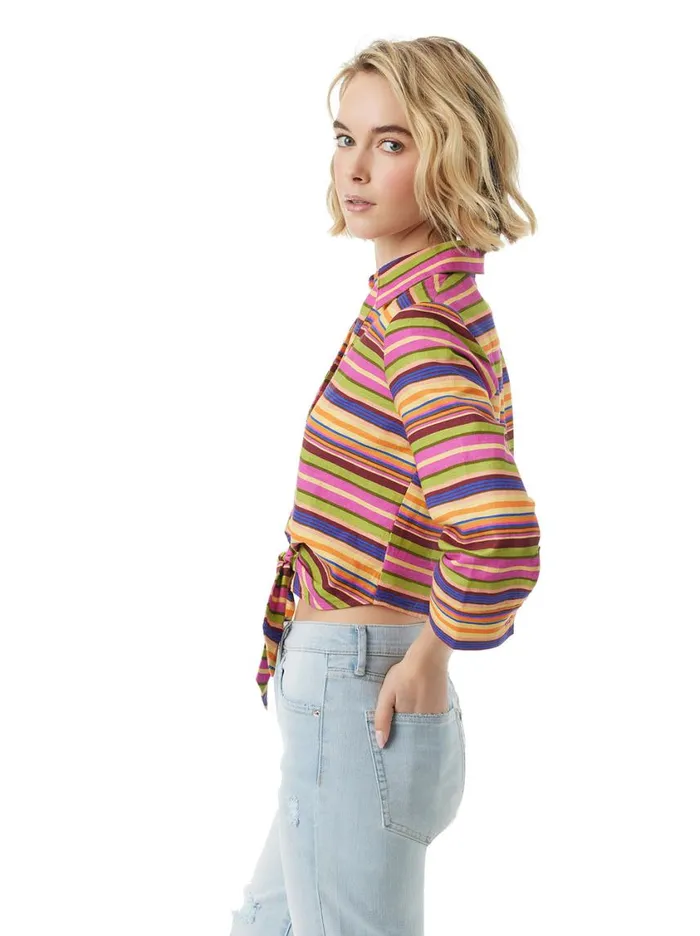 Women Sets Jessica Simpson Wisteria Tie Front Top In Rainbow Stripe