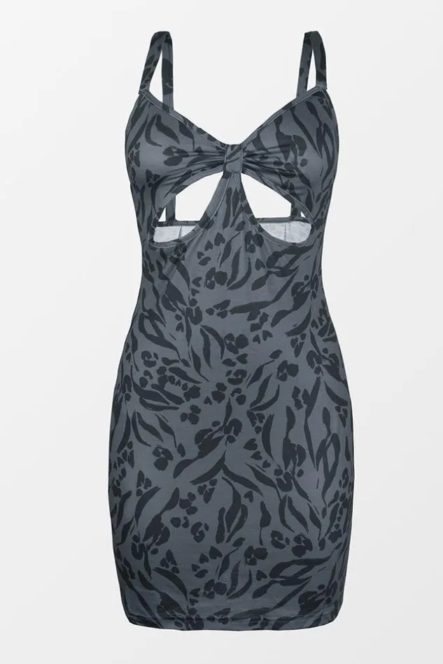 Women Short Dresses Cupshe Charity Elastic Waist Cut Out Short Bodycon Dress Grey