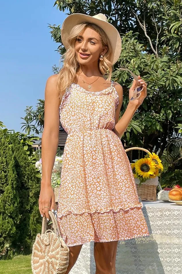 Women Short Dresses Cupshe Emily Vneck Thin Straps Frill Slip Dress Multicolor