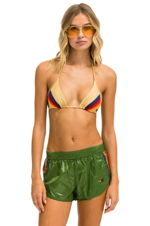 Women Shorts Aviator Nation 5 Stripe Nylon Jogger Short 8211 Garden Green