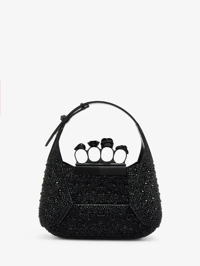 Women Shoulder Bags Alexander McQueen The Jewelled Hobo Mini Bag Black