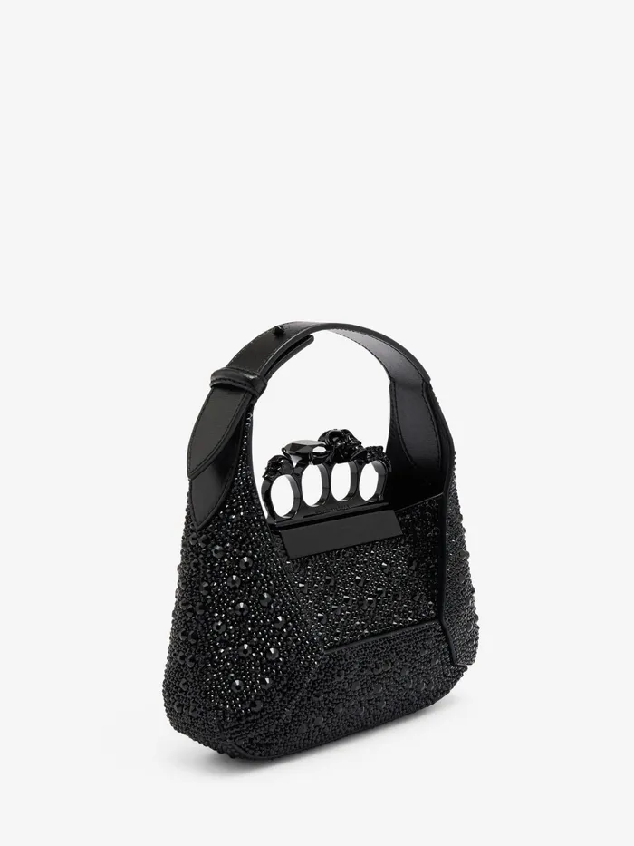 Women Shoulder Bags Alexander McQueen The Jewelled Hobo Mini Bag Black