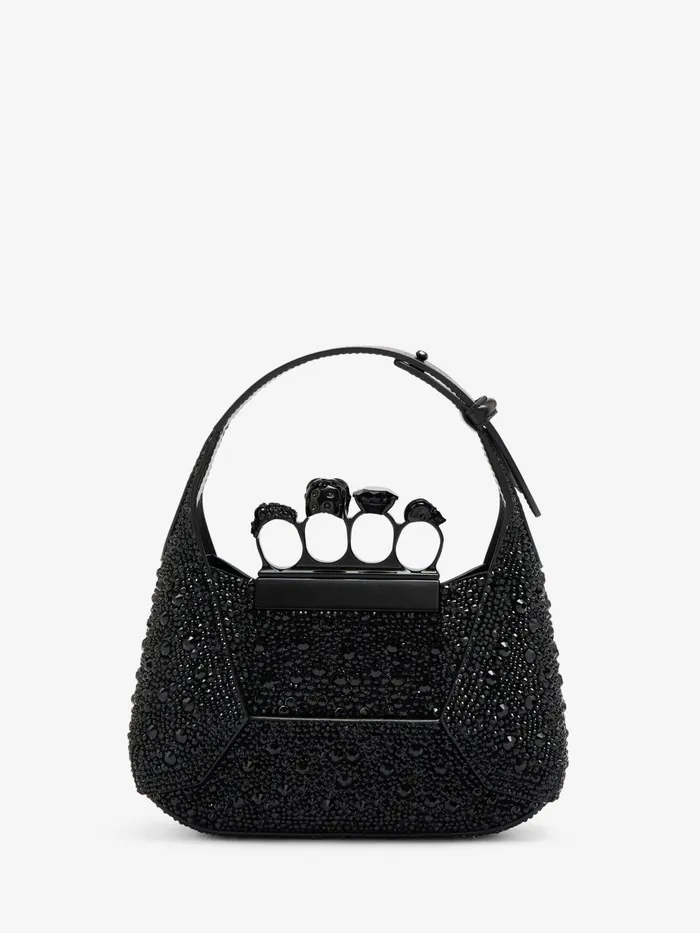 Women Shoulder Bags Alexander McQueen The Jewelled Hobo Mini Bag Black