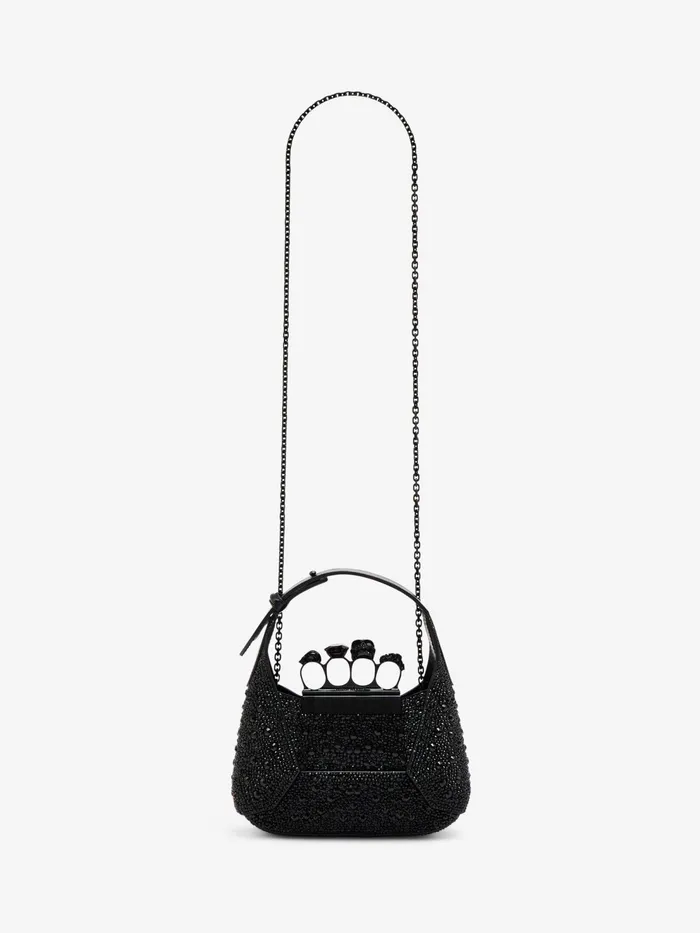Women Shoulder Bags Alexander McQueen The Jewelled Hobo Mini Bag Black