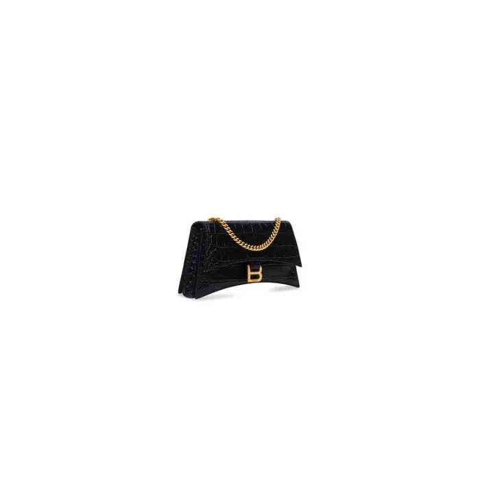 Women Shoulder Bags Balenciaga Crush Xs Chain Bag Crocodile Embossed In Black