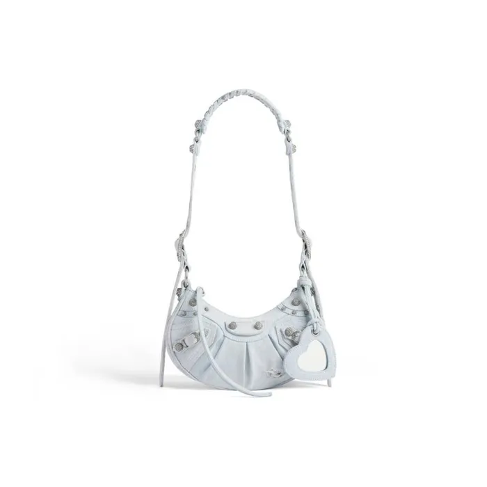 Women Shoulder Bags Balenciaga Le Cagole Xs Shoulder Bag Denim With Rhinestones In Light Blue Women Shoulder Bags Balenciaga Le Cagole Xs Shoulder Bag Denim With Rhinestones In Light Blue