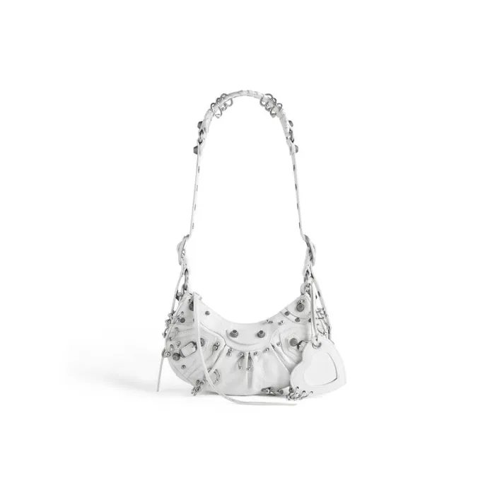 Women Shoulder Bags Balenciaga Le Cagole Xs Shoulder Bag With Piercings In Optic White Women Shoulder Bags Balenciaga Le Cagole Xs Shoulder Bag With Piercings In Optic White