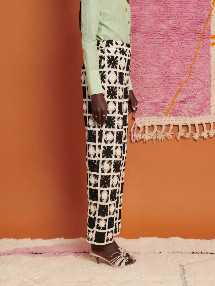 Women Sister Jane Bottoms Ghospell Carla Crochet Trousers Black And White