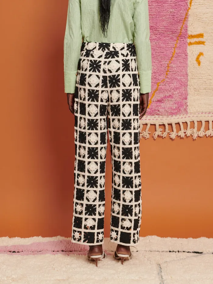 Women Sister Jane Bottoms Ghospell Carla Crochet Trousers Black And White