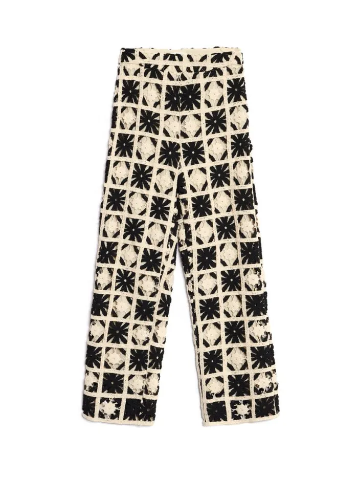 Women Sister Jane Bottoms Ghospell Carla Crochet Trousers Black And White