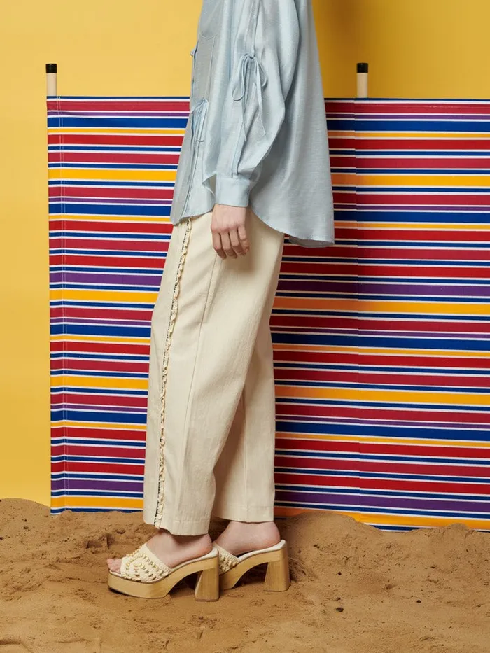 Women Sister Jane Bottoms Ghospell Donna Trimmed Trousers Parchment Beige