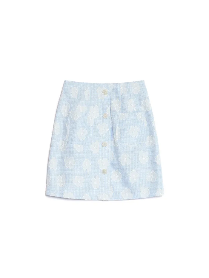 Women Sister Jane Bottoms Rodeo Tweed Mini Skirt Pastel Blue