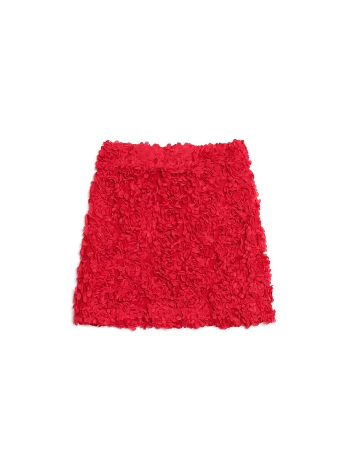 Women Sister Jane Bottoms Rose Plume Mini Skirt Carmine Red