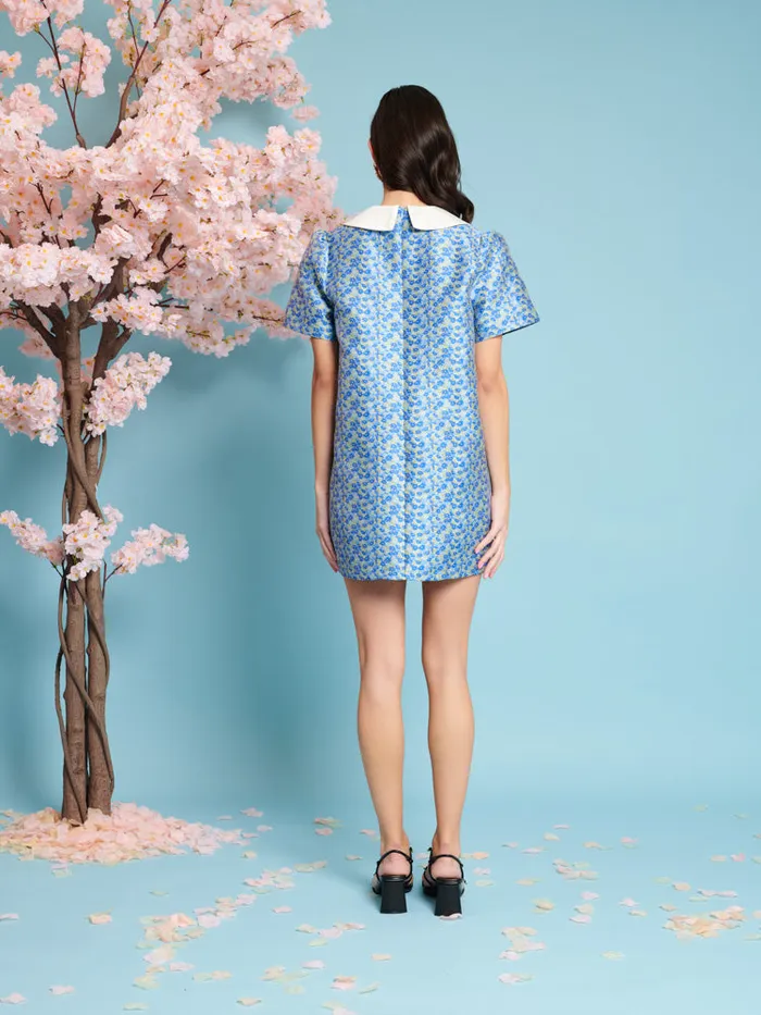 Women Sister Jane Dresses Azure Jacquard Mini Dress Indigo Blue