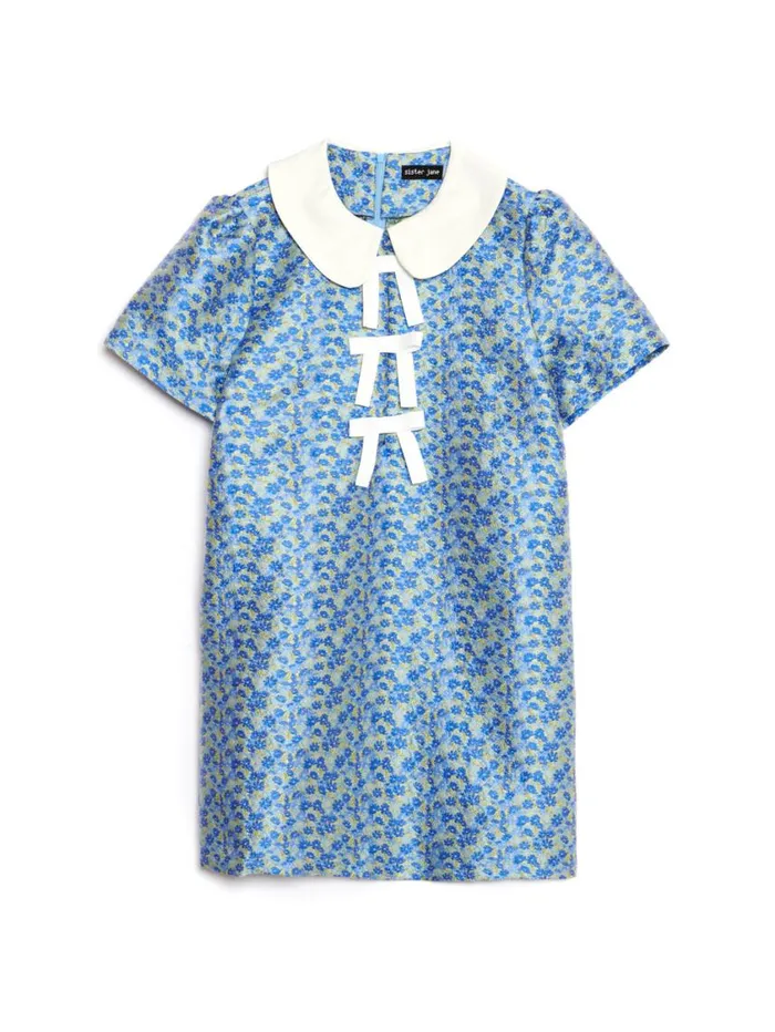 Women Sister Jane Dresses Azure Jacquard Mini Dress Indigo Blue