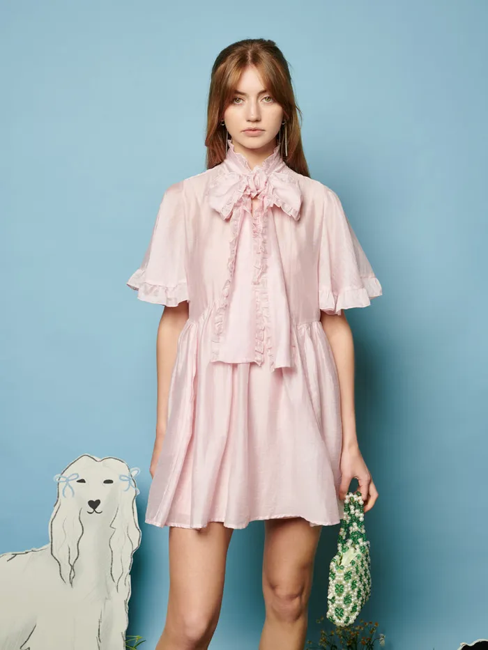 Women Sister Jane Dresses Bertie Bow Mini Dress Baby Pink