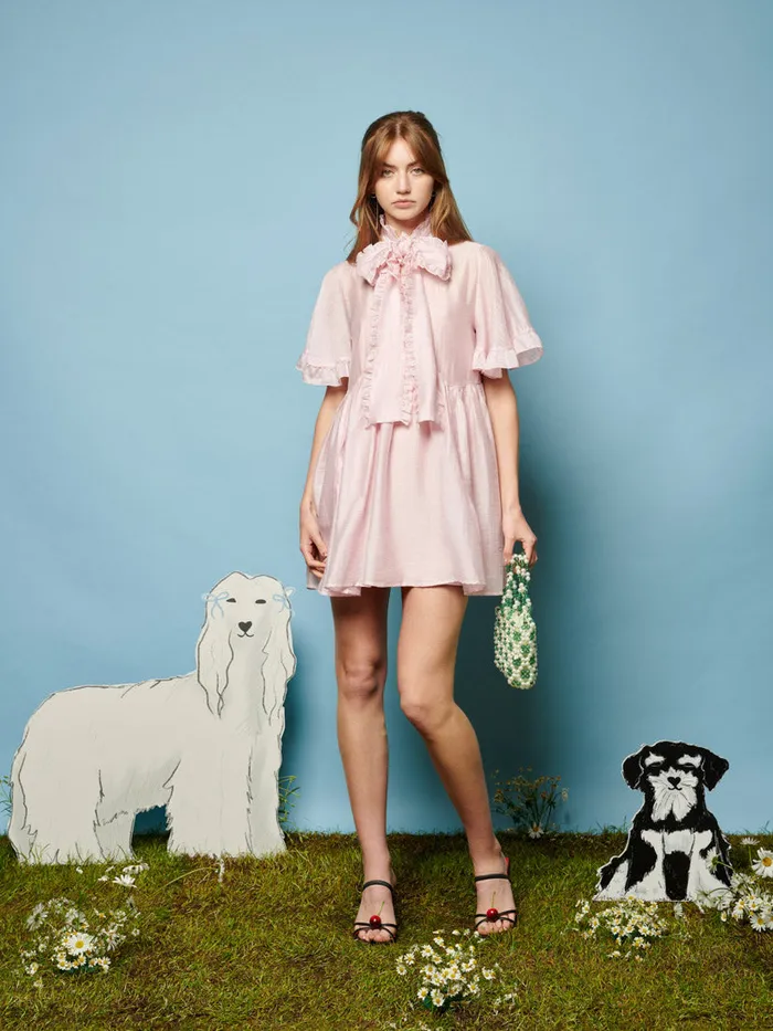Women Sister Jane Dresses Bertie Bow Mini Dress Baby Pink