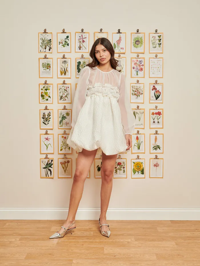Women Sister Jane Dresses DREAM Isabella Jacquard Mini Dress Pearled White