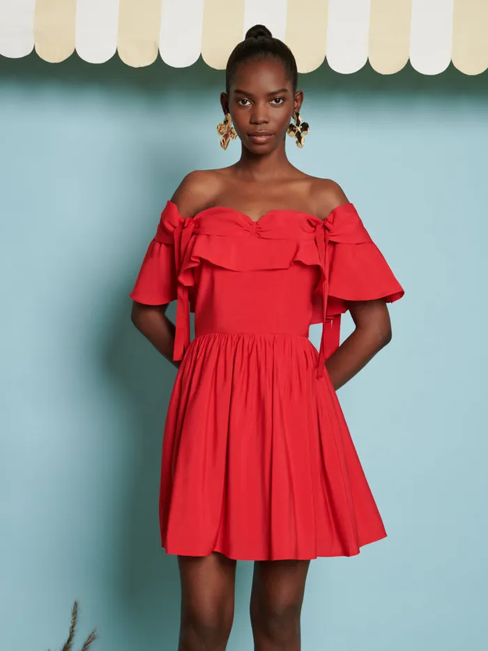 Women Sister Jane Dresses DREAM Watermelon Bow Mini Dress Ruby Red