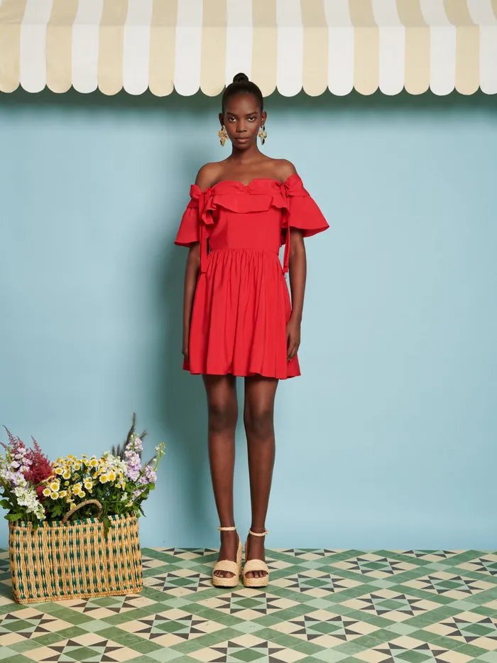 Women Sister Jane Dresses DREAM Watermelon Bow Mini Dress Ruby Red
