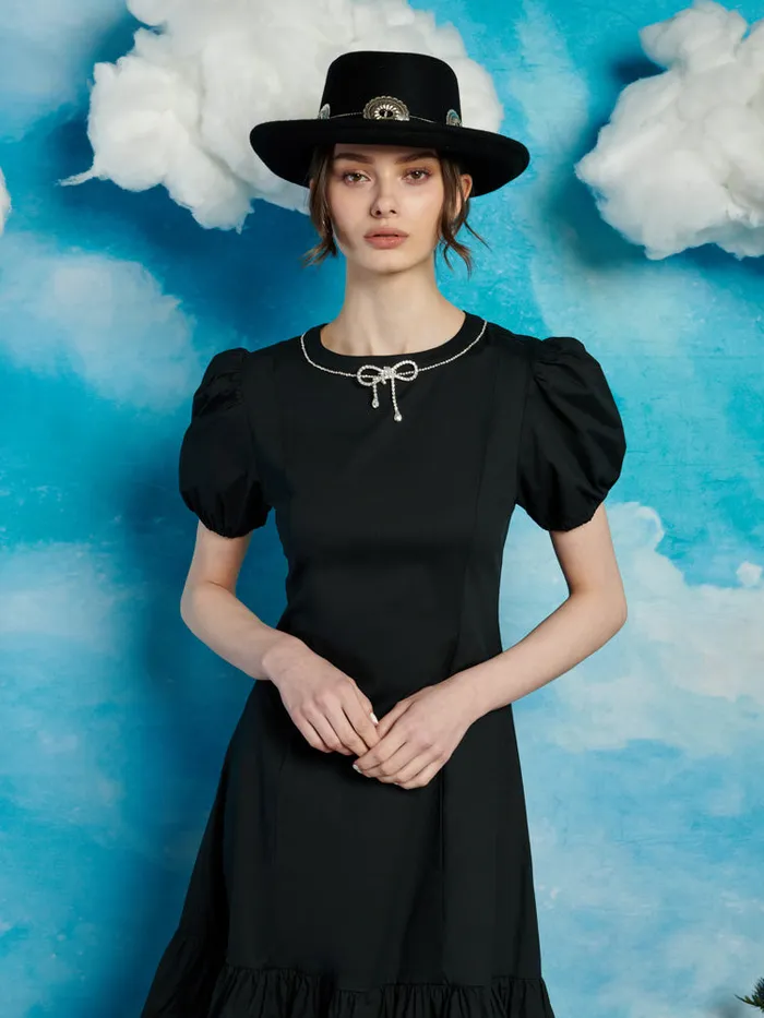 Women Sister Jane Dresses Serenade Ruffle Midi Dress Coal Black