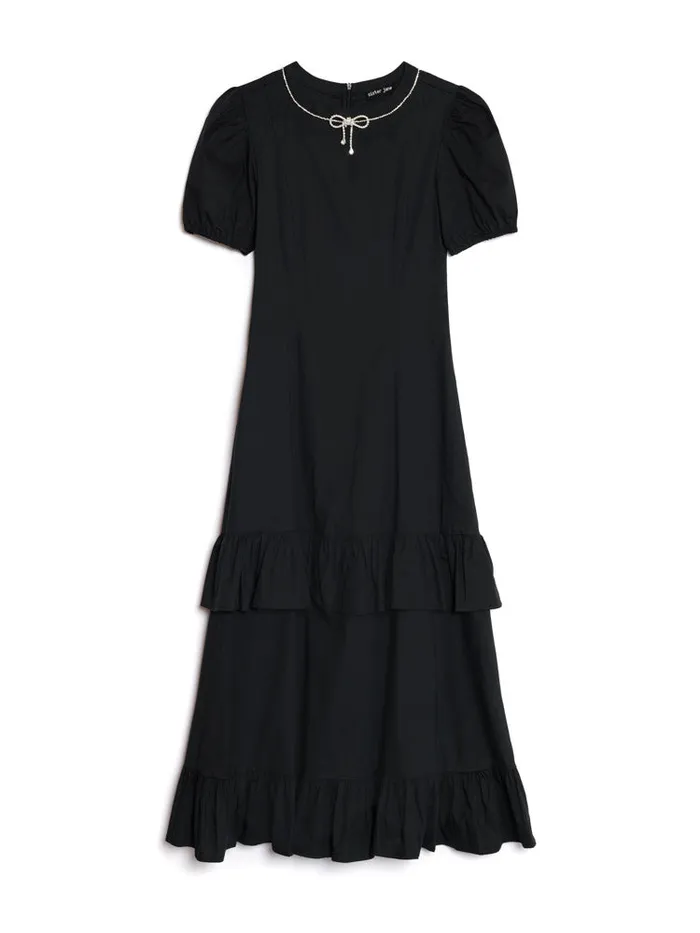 Women Sister Jane Dresses Serenade Ruffle Midi Dress Coal Black