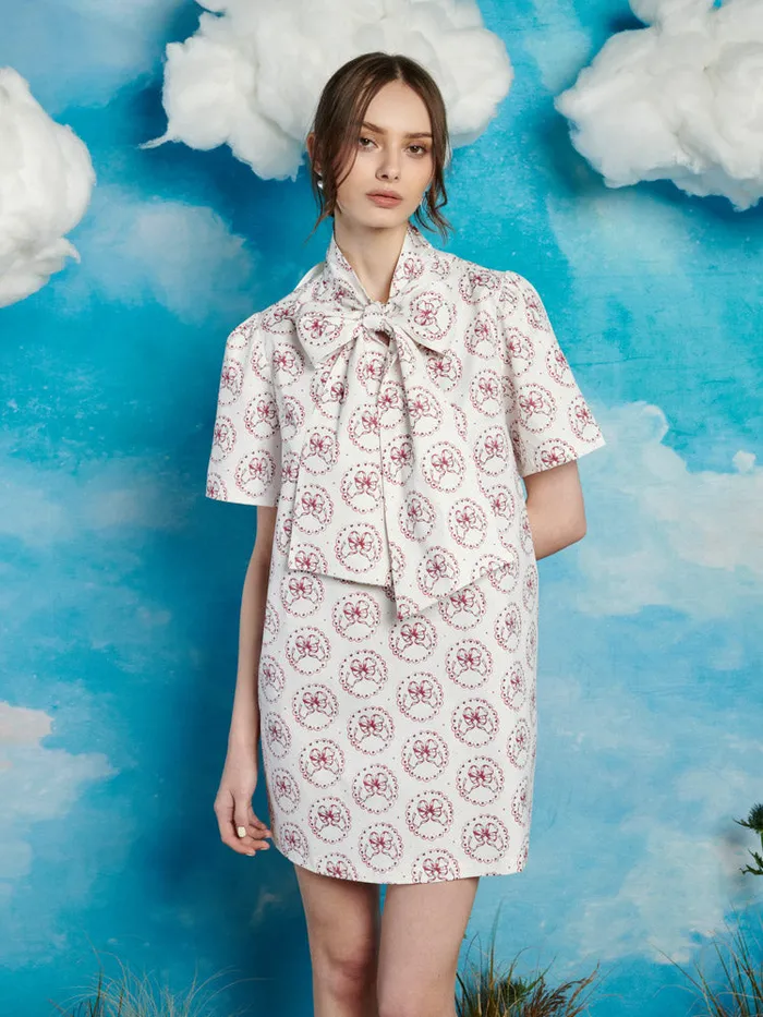 Women Sister Jane Dresses Wander Bow Mini Dress Pearl White