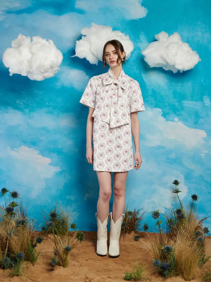 Women Sister Jane Dresses Wander Bow Mini Dress Pearl White
